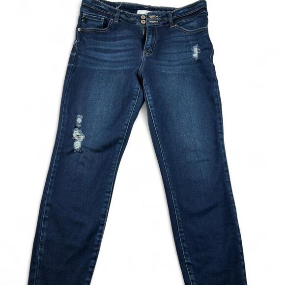 KanCan Denim - Kancan Women’s Dark Wash Distressed Skinny Jeans Size 13/30 Stretch Denim